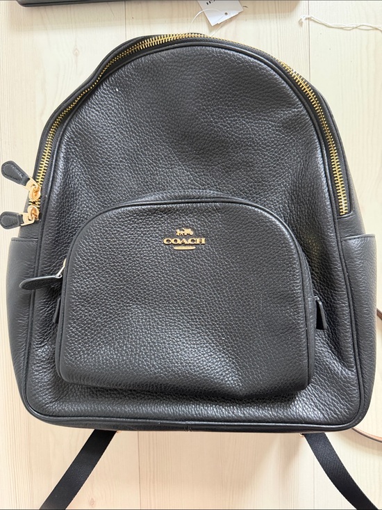 Coach Handbags - Coach Black Pebbled Leather Backpack with Gold Hardware